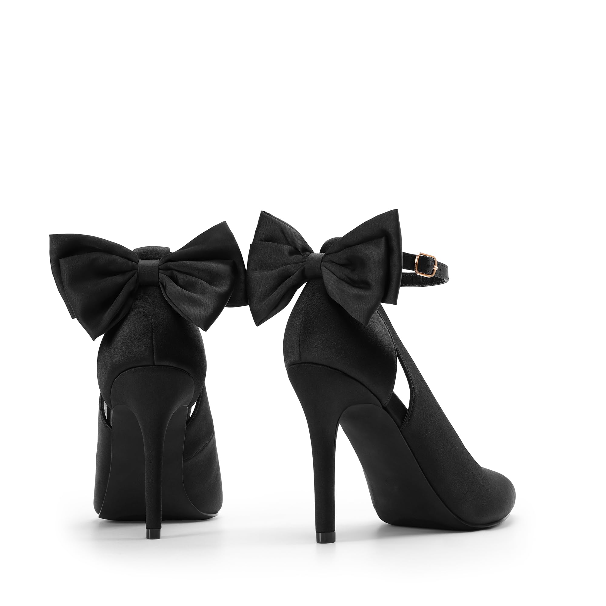 DREAM PAIRS Women's High Heels Stiletto Strappy Pointed Toe Bow Dress Shoes Sexy Party Wedding Pumps,Size 11,Black-Satin,SDPU2450W