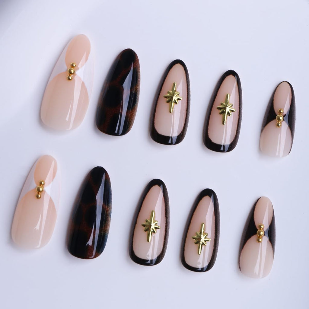 Starburst Tortoise Nails | Brown & Gold Press-On Nail Set