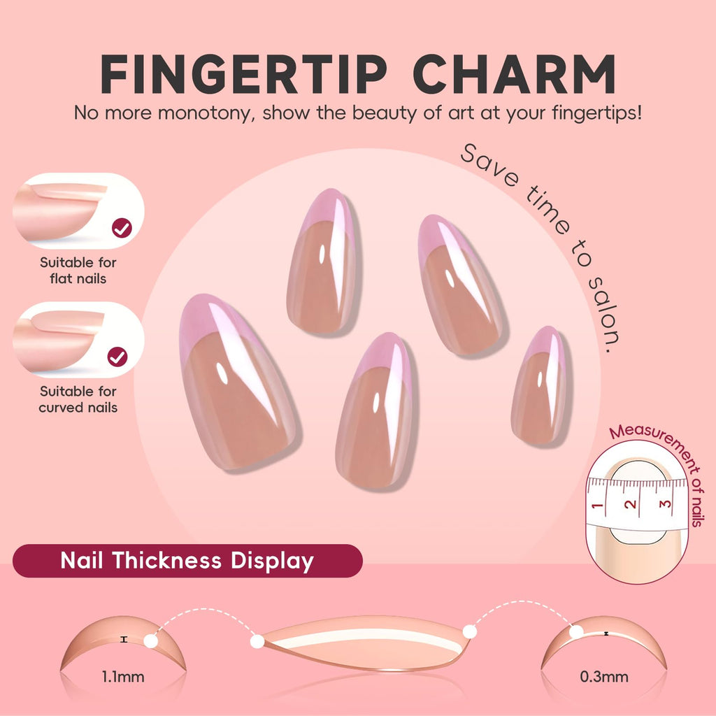 Rosé Chrome Nails | Pink Iridescent Press-On Nail Set
