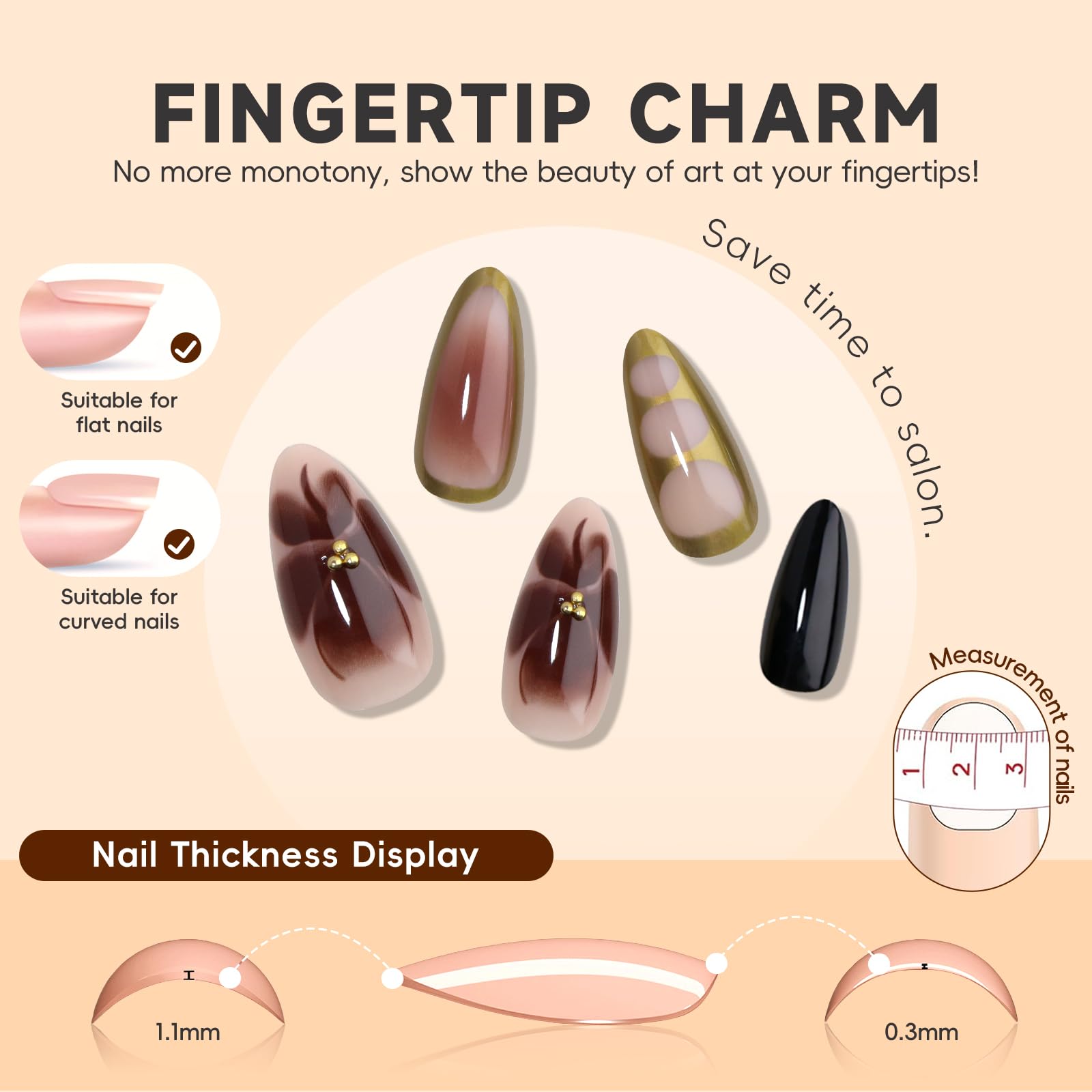 Mocha Glazed Nails | Gold-Edged Nude Press-On Nail Set