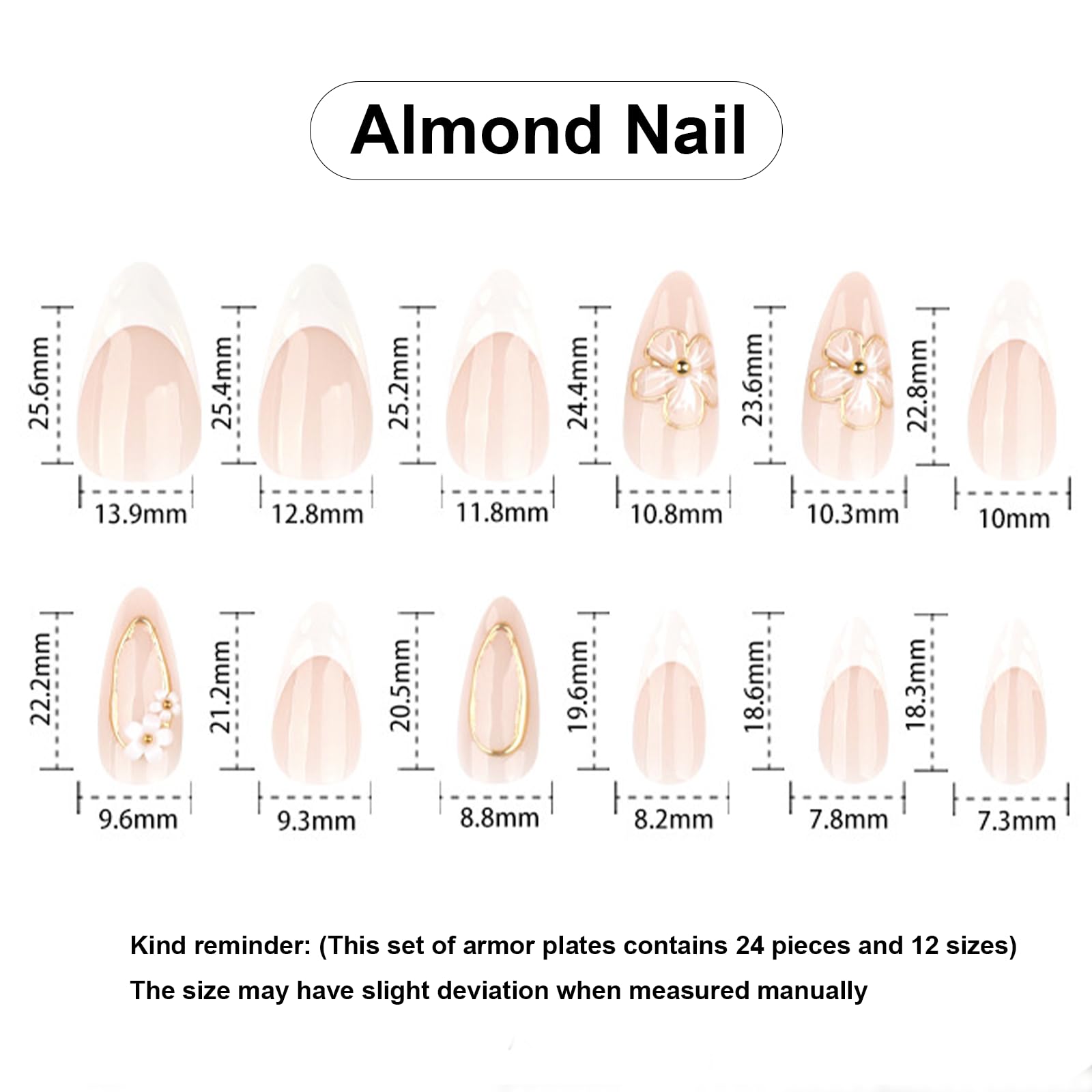 Golden Petal French Nails | White & Gold 3D Floral Press-On Set