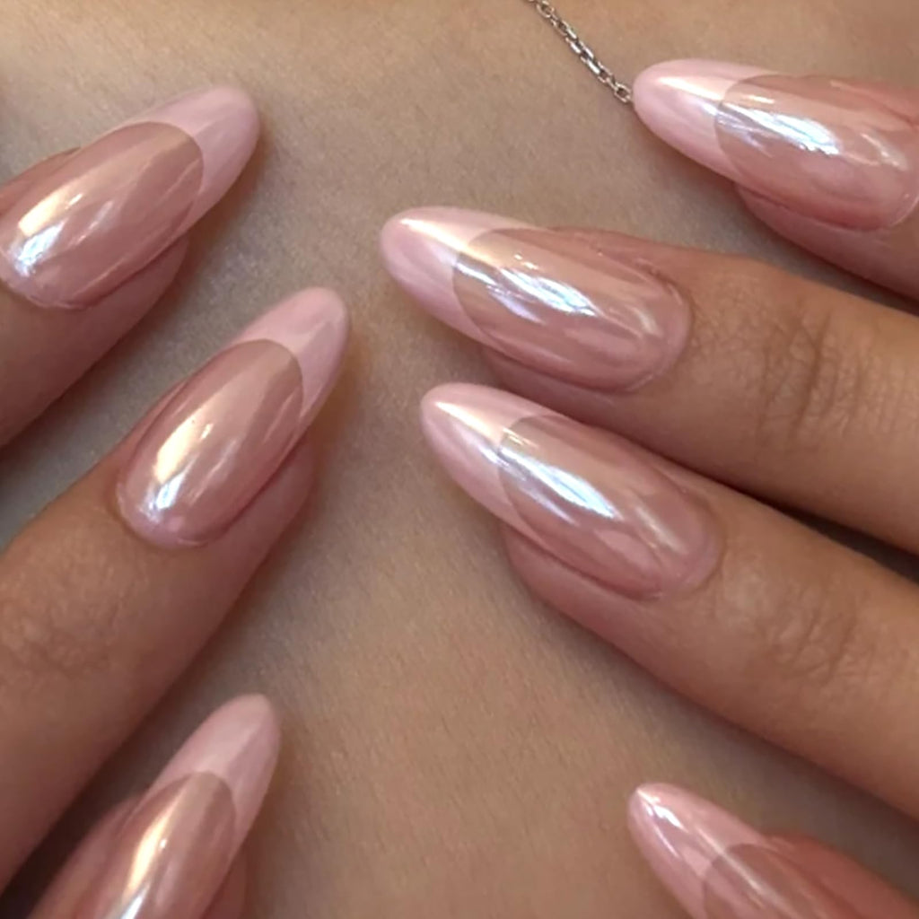 Rosé Chrome Nails | Pink Iridescent Press-On Nail Set