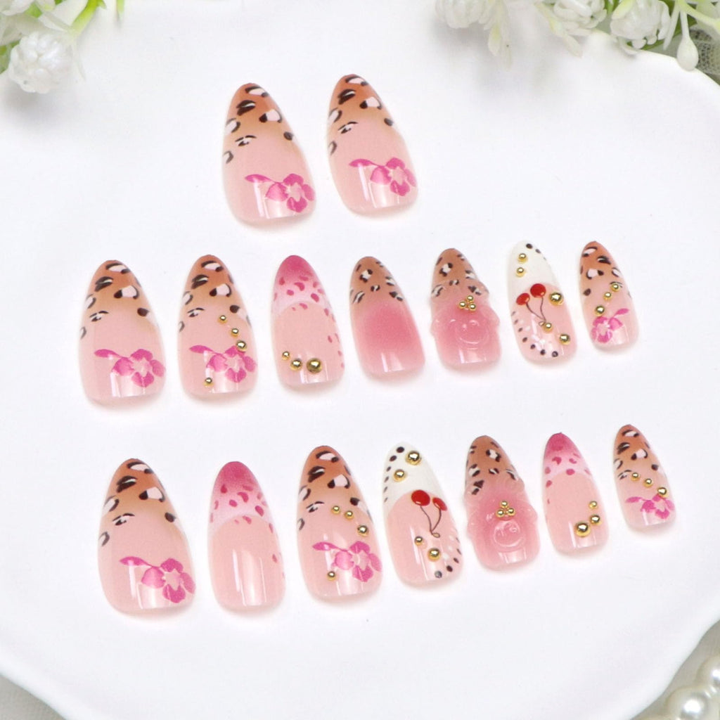 Cherry Pop Nails | Fun Pink & White Press-On Nail Set