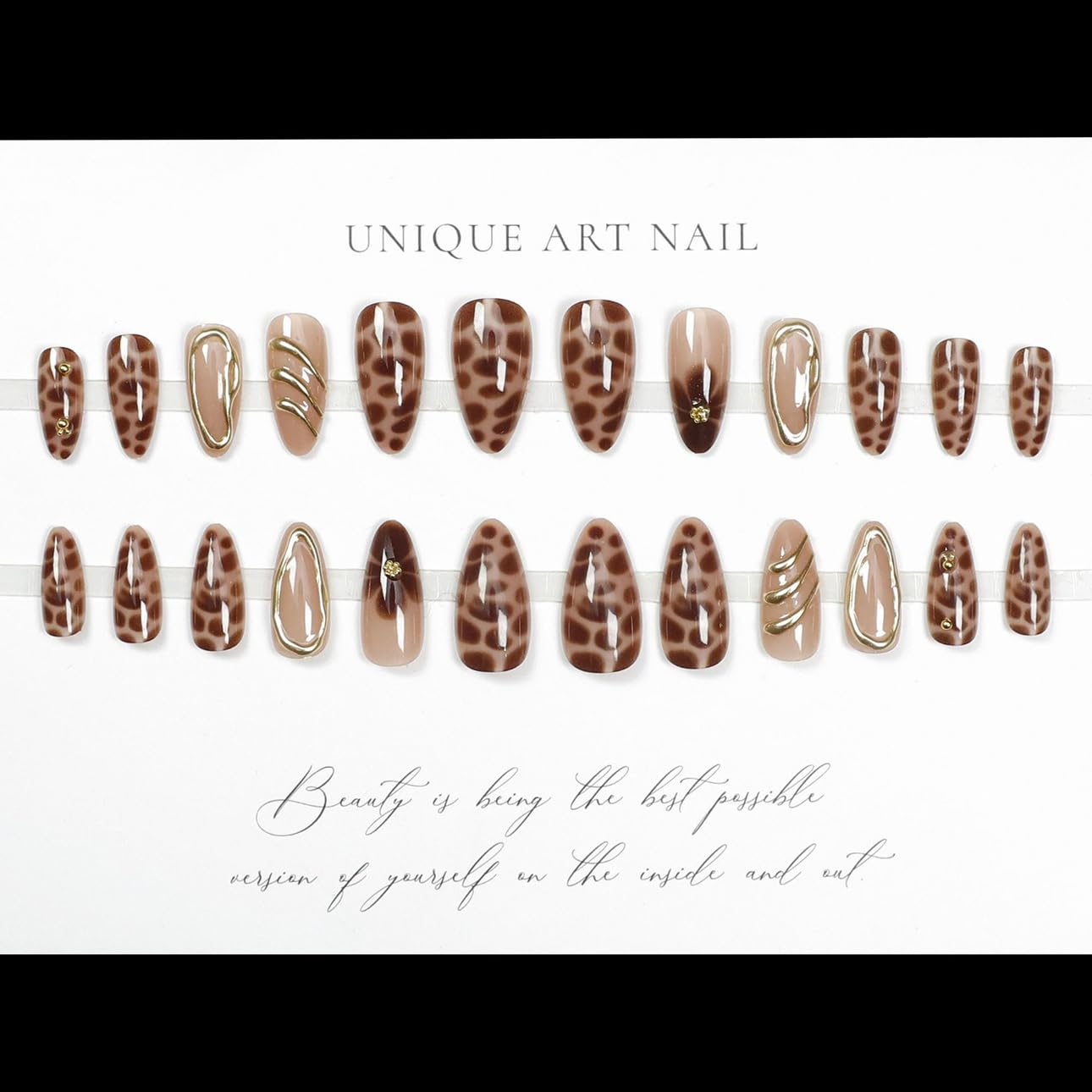 Golden Ember Nails | Tortoise Shell & Gold Accented Press-On Nail Set