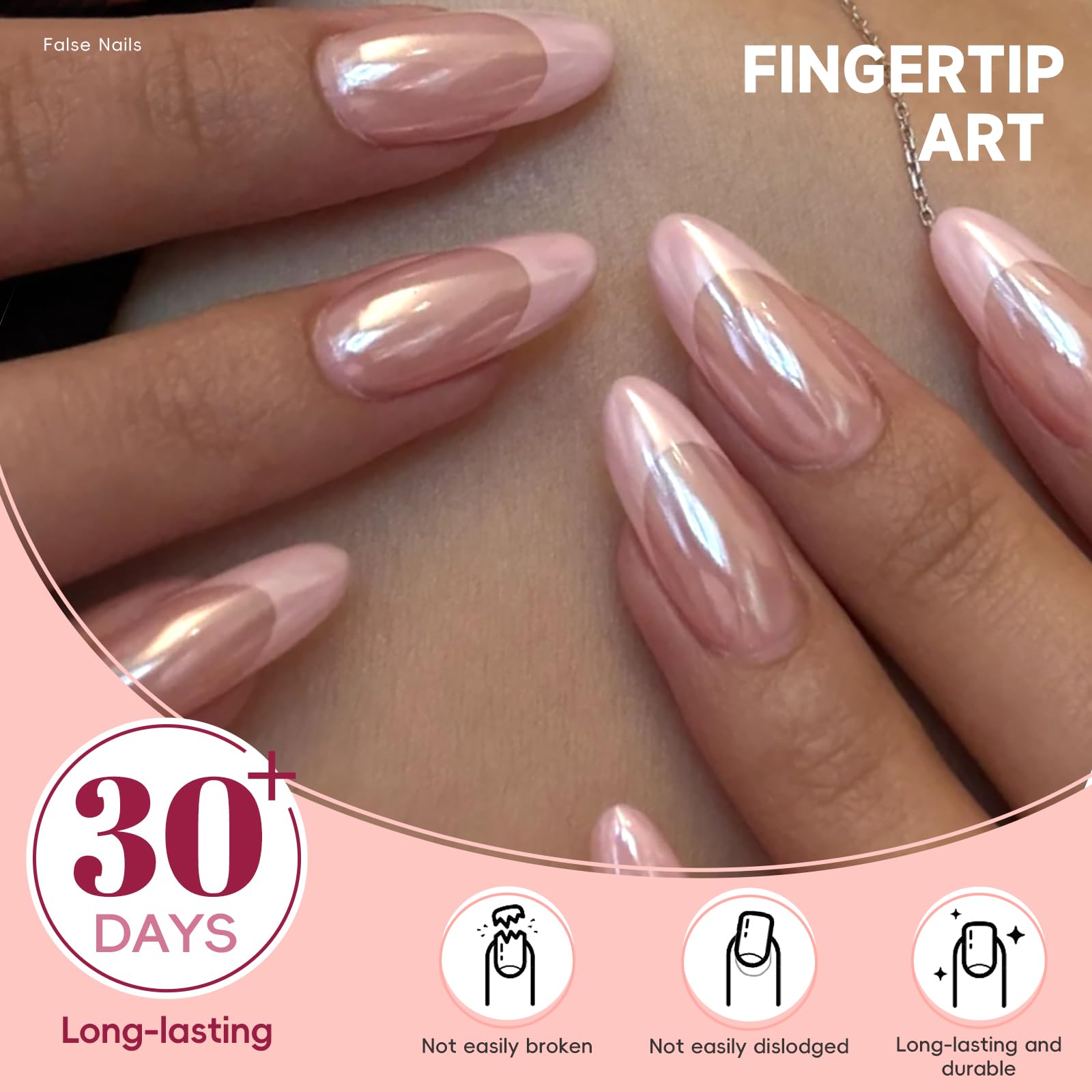 Rosé Chrome Nails | Pink Iridescent Press-On Nail Set