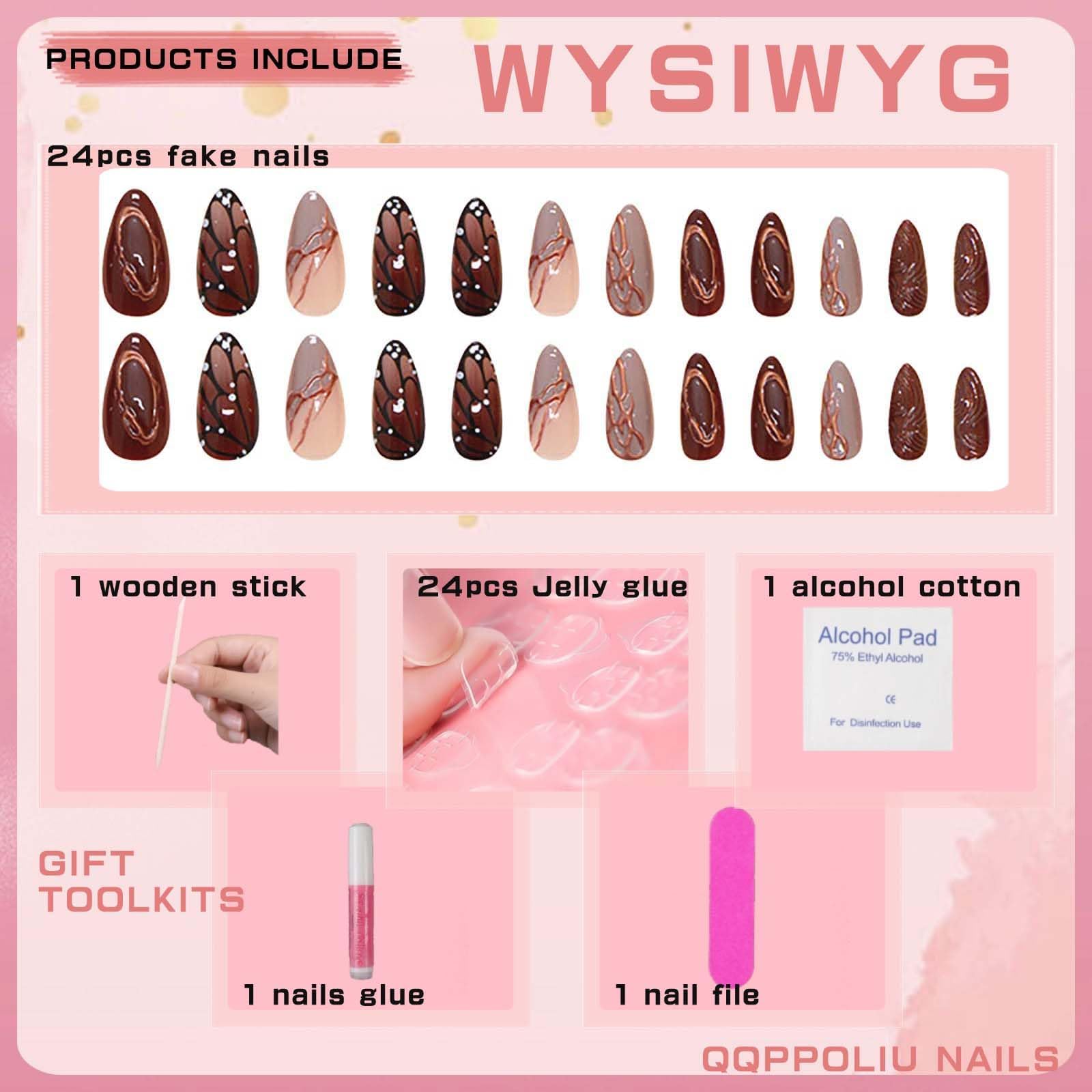 Cocoa Butterfly Nails | Brown & Gold Artistic Press-On Set