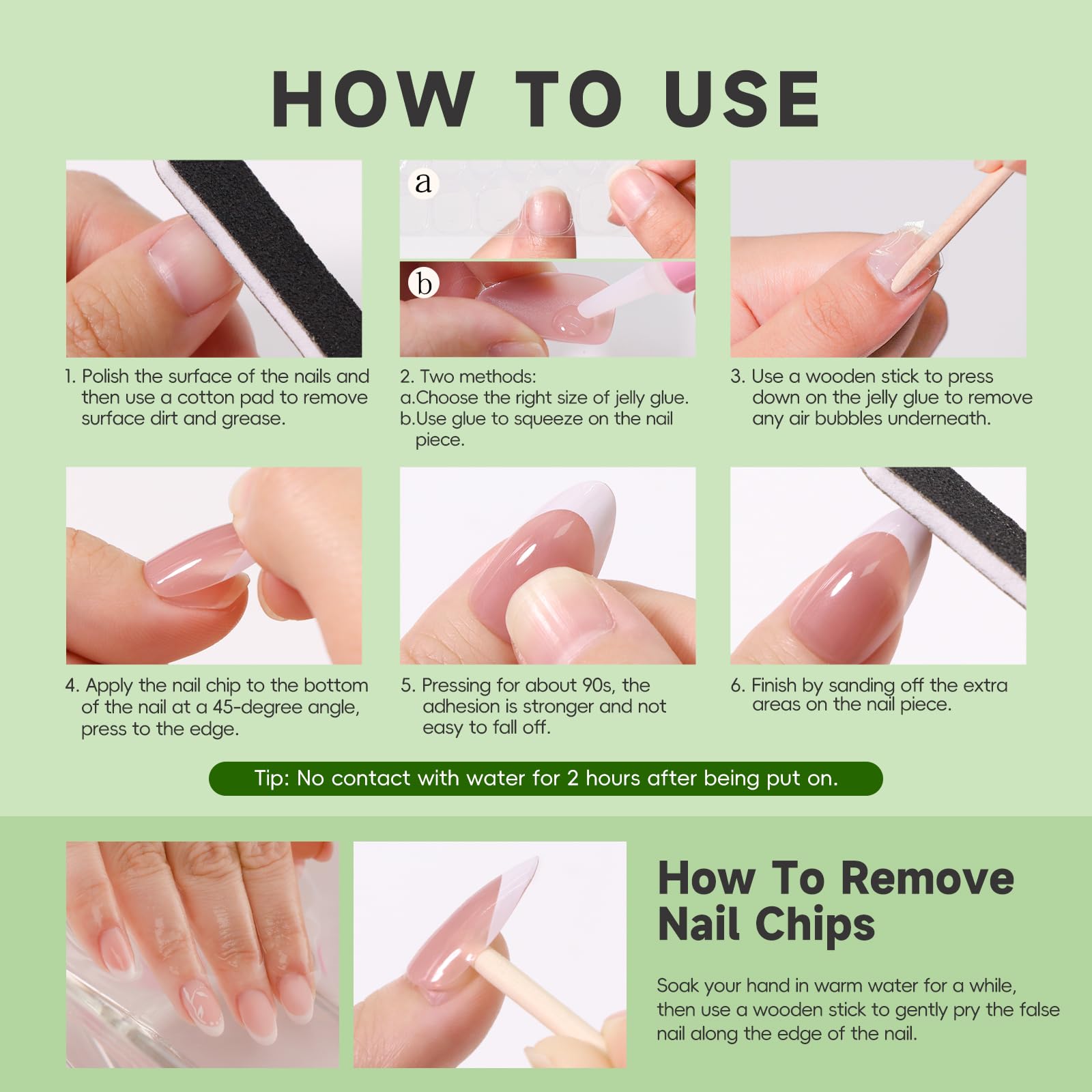 Mint Blossom Nails | Green Floral 3D Press-On Set with Pearl Accents