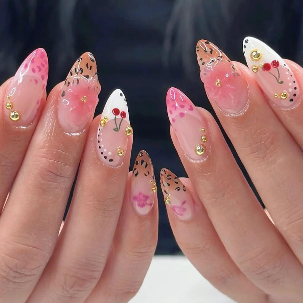 Cherry Pop Nails | Fun Pink & White Press-On Nail Set
