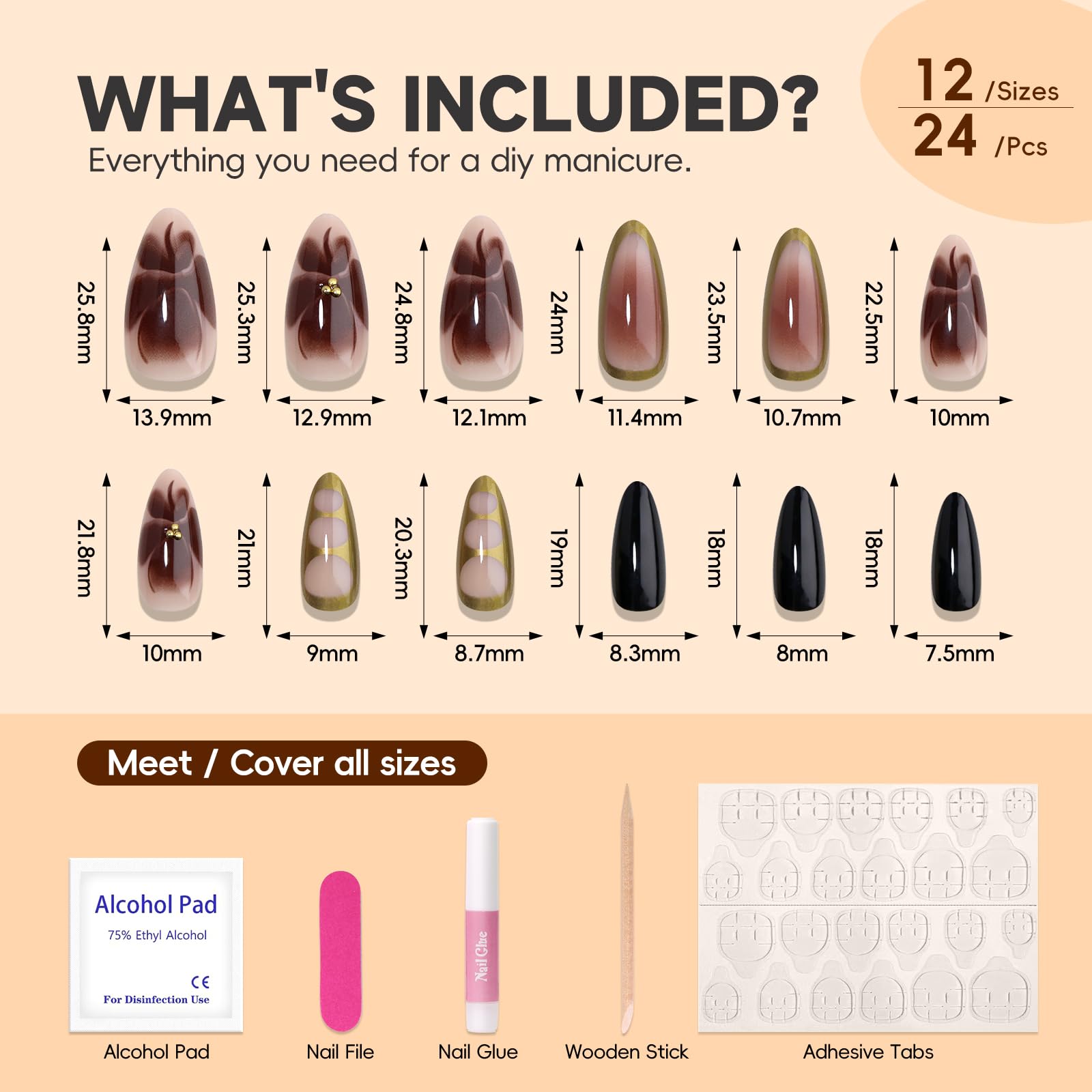 Mocha Glazed Nails | Gold-Edged Nude Press-On Nail Set