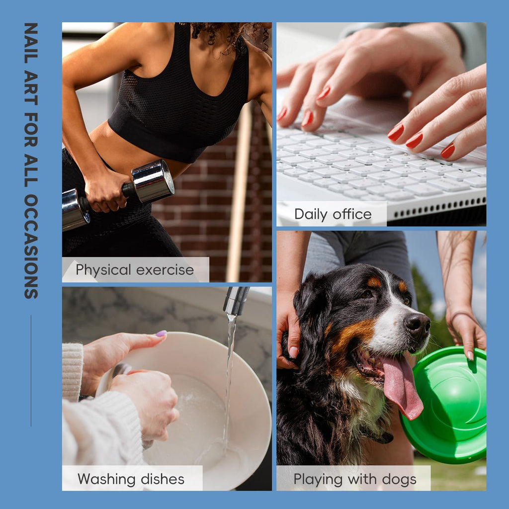 Blue Blossom French Nails | White & Blue Floral Press-On Set