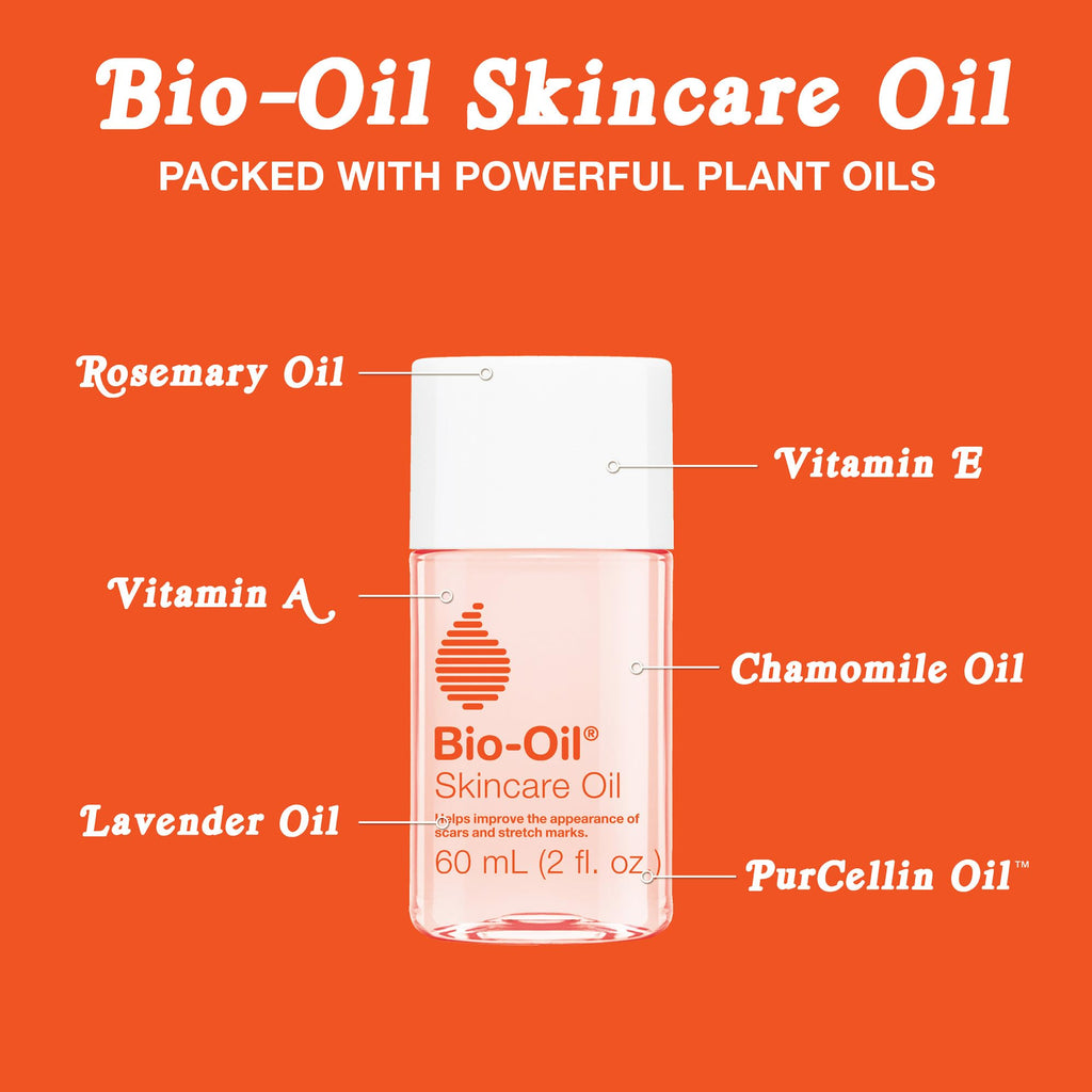 Bio-Oil Skincare Body Oil Serum, Face and Body Moisturizer with Vitamin E & A, for Scars, Stretch Marks, Sensitive Skin, All Skin Types, Dermatologist Recommended, Non-Comedogenic, 2 Oz