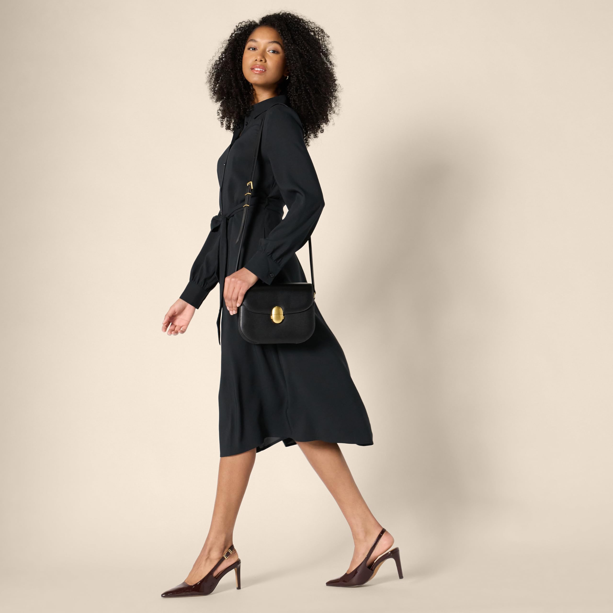 Amazon Essentials Women's Slingback Heels, Black Patent, 6.5