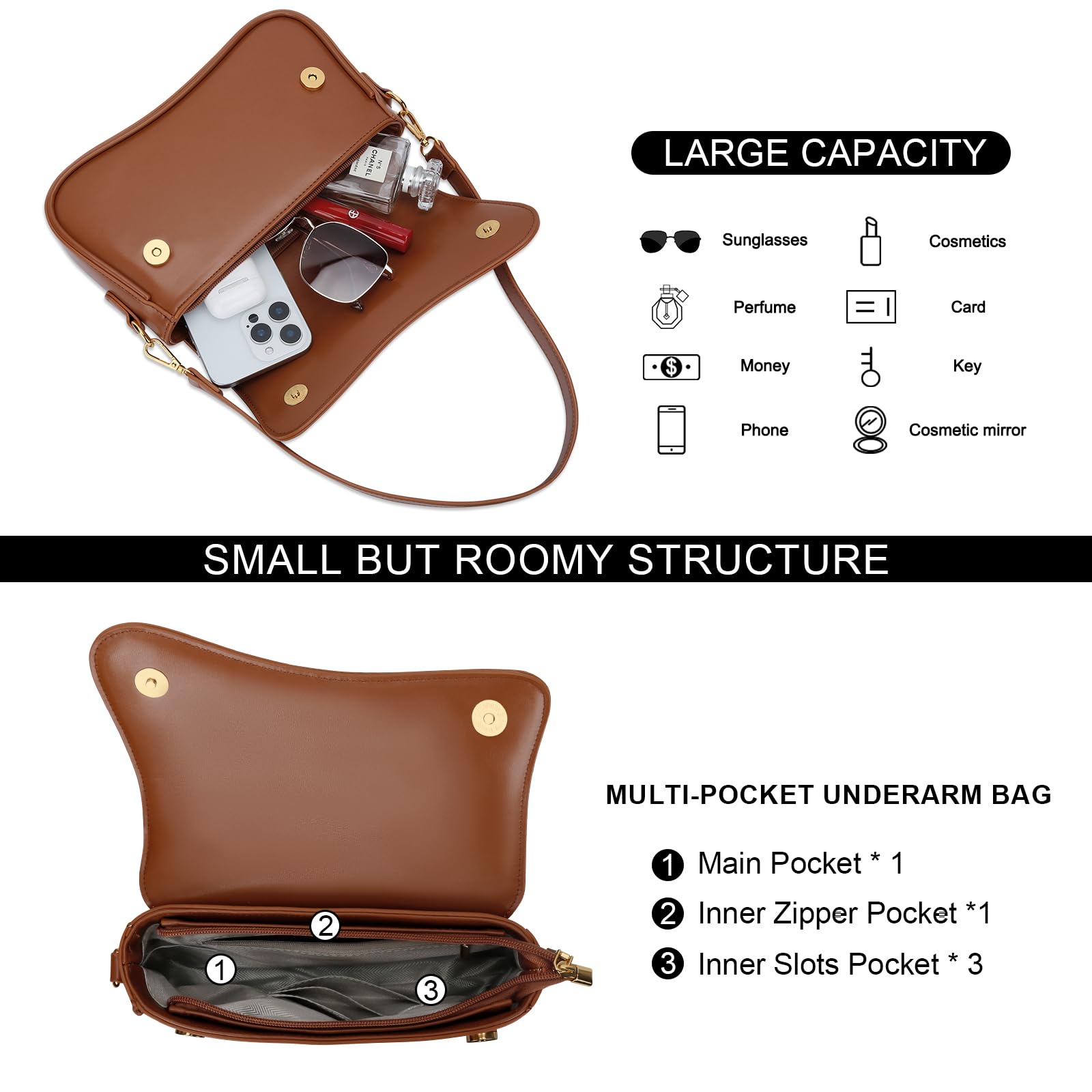 Classic Brown Shoulder Bag | Chic Minimalist Handbag for Everyday Style