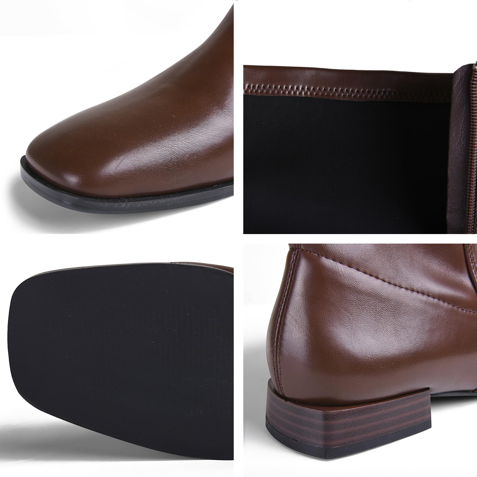 Vintage Knee High Boots | Square Toe Flat Heel Fall Boots