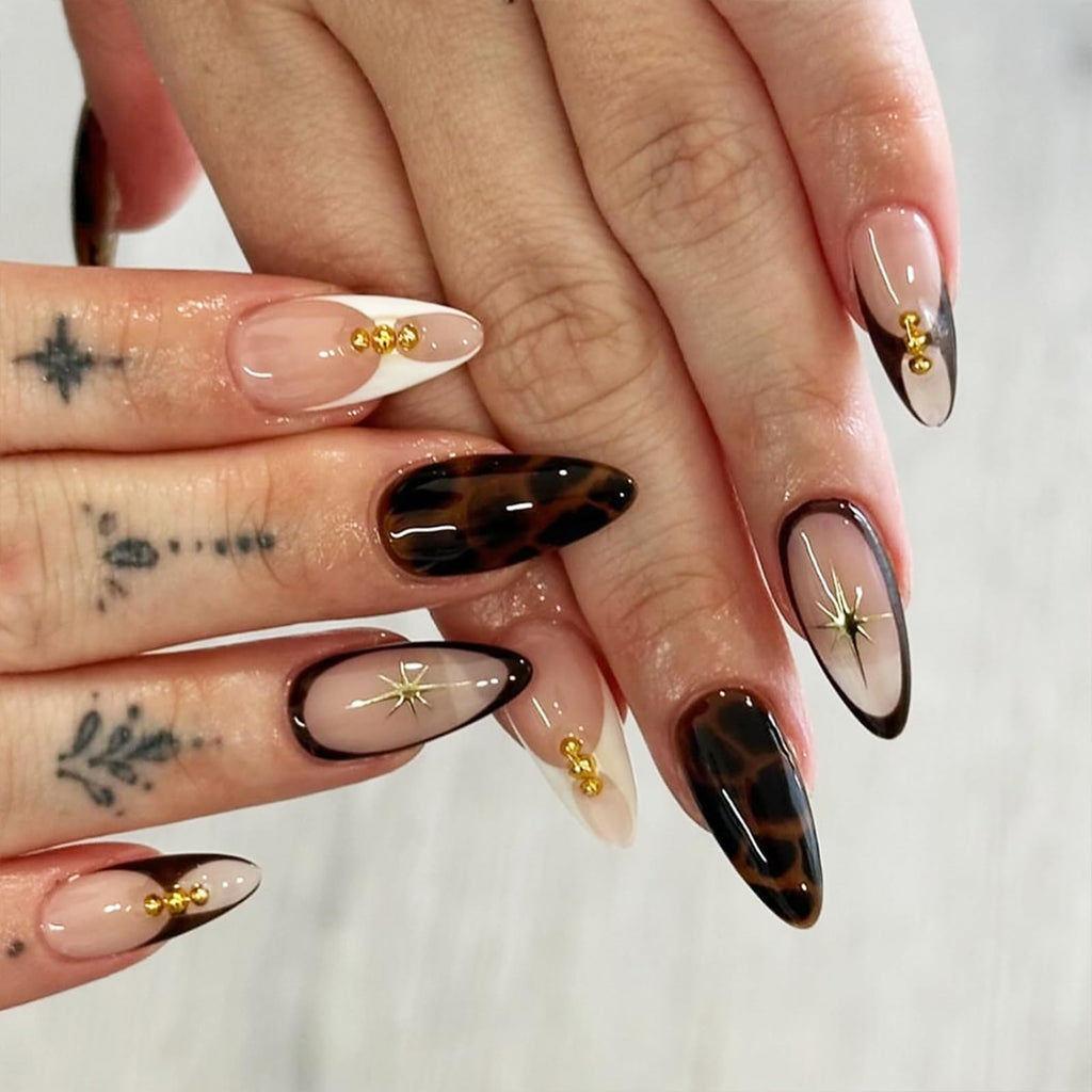 Starburst Tortoise Nails | Brown & Gold Press-On Nail Set