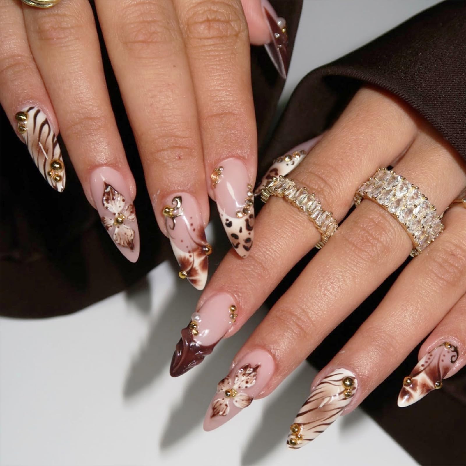 Cocoa Luxe Nails | Animal Print & Floral Press-On Nail Set