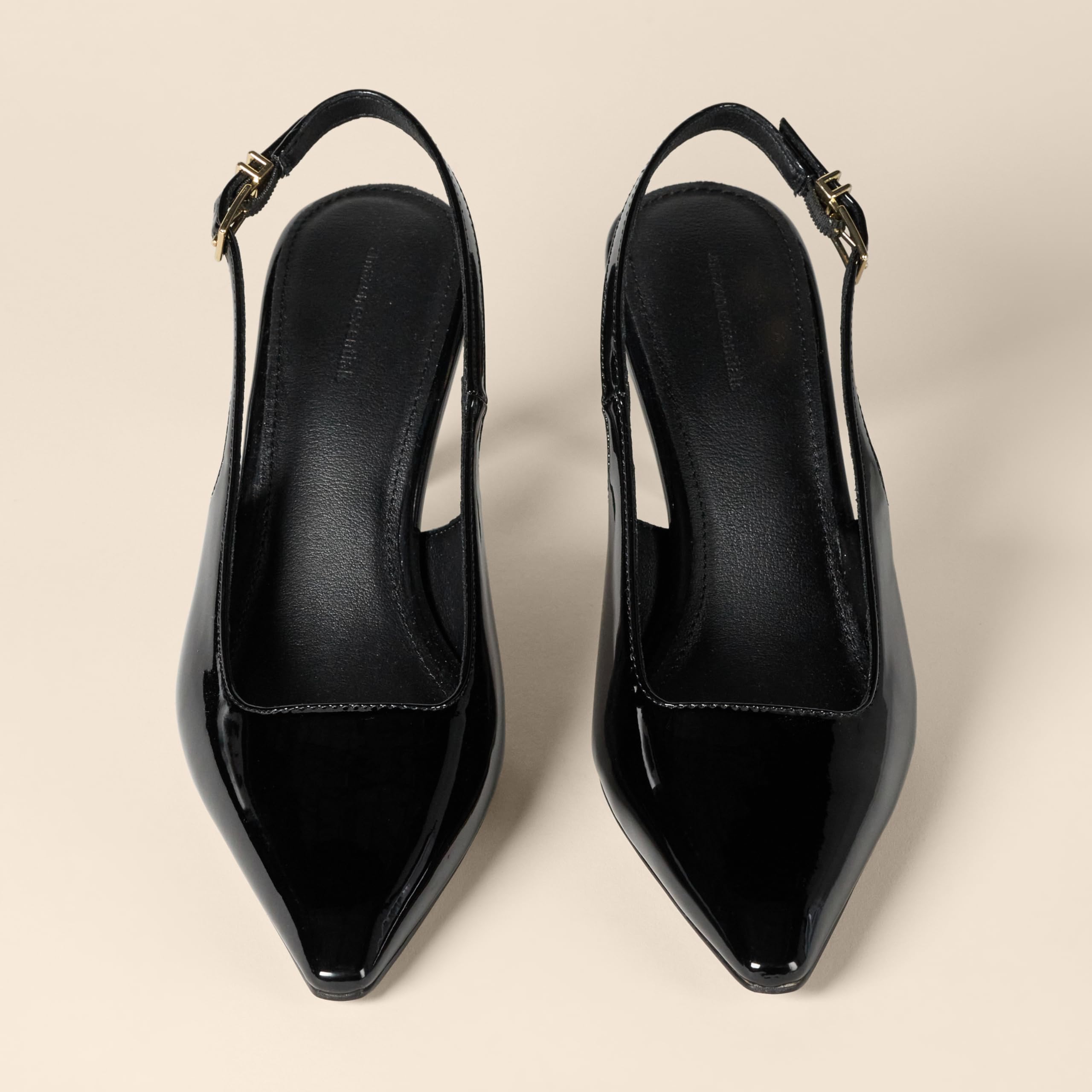 Amazon Essentials Women's Slingback Heels, Black Patent, 6.5
